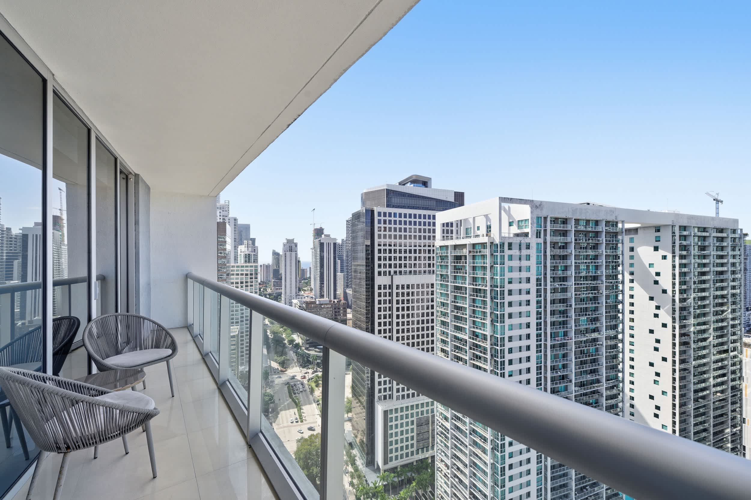 Private balcony with stunning city views.
