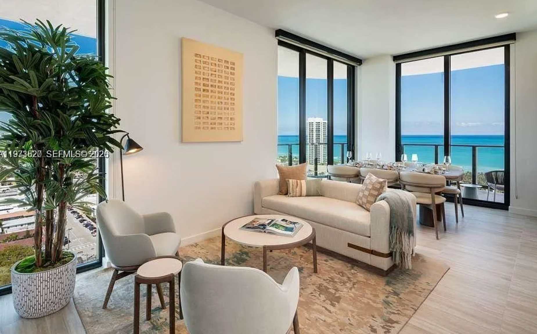 Sophisticated decor meets floor-to-ceiling vistas.