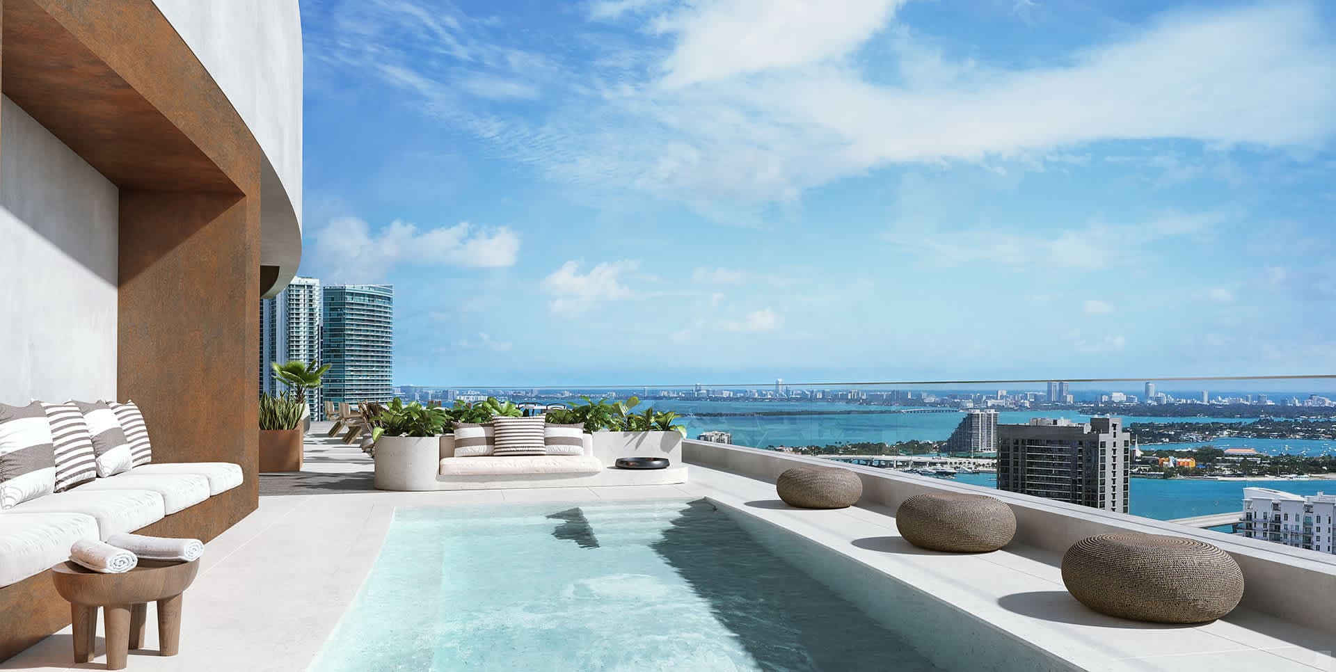 Luxury Pool Deck with City Views
