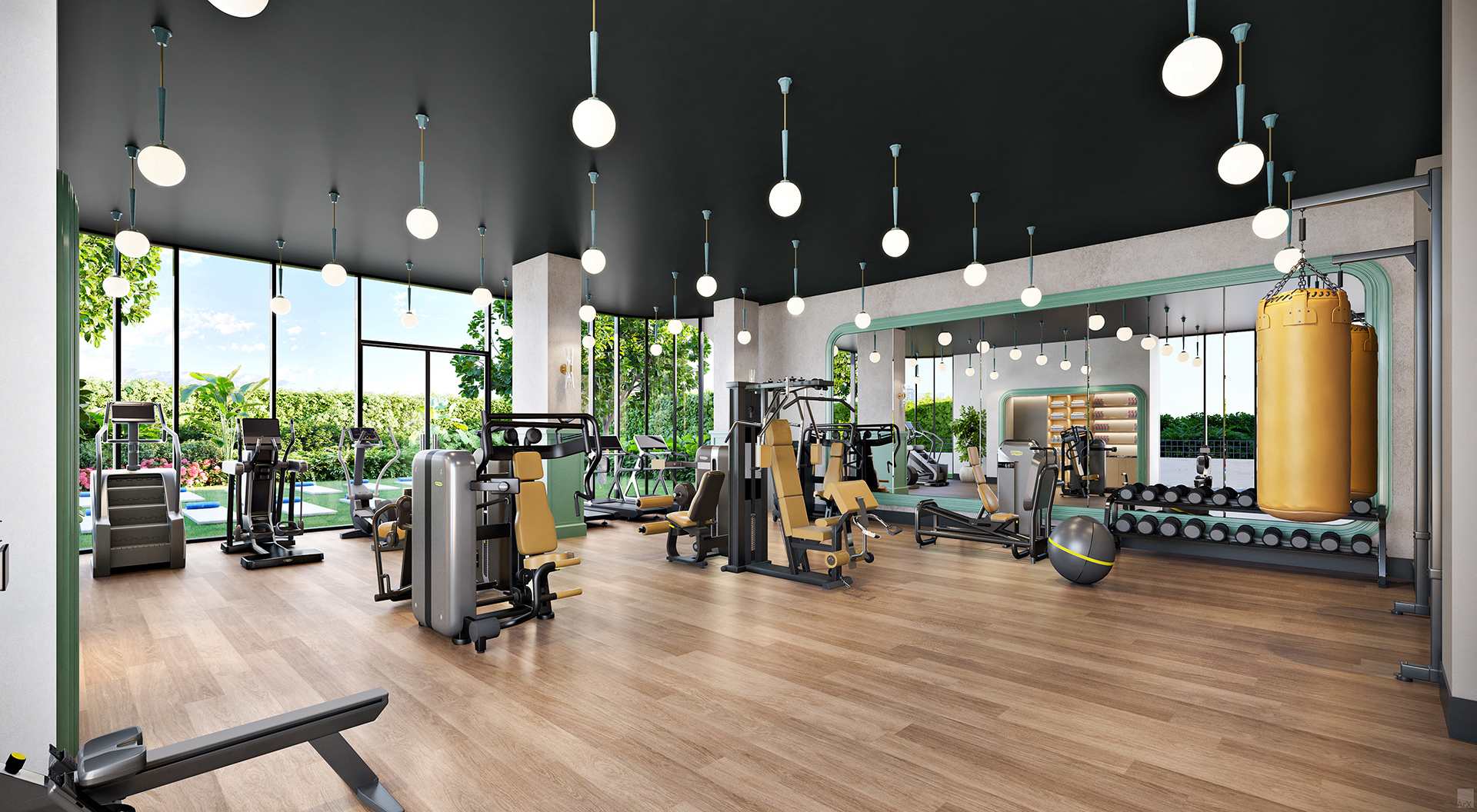 Fully equipped, state-of-the-art fitness center on-site.