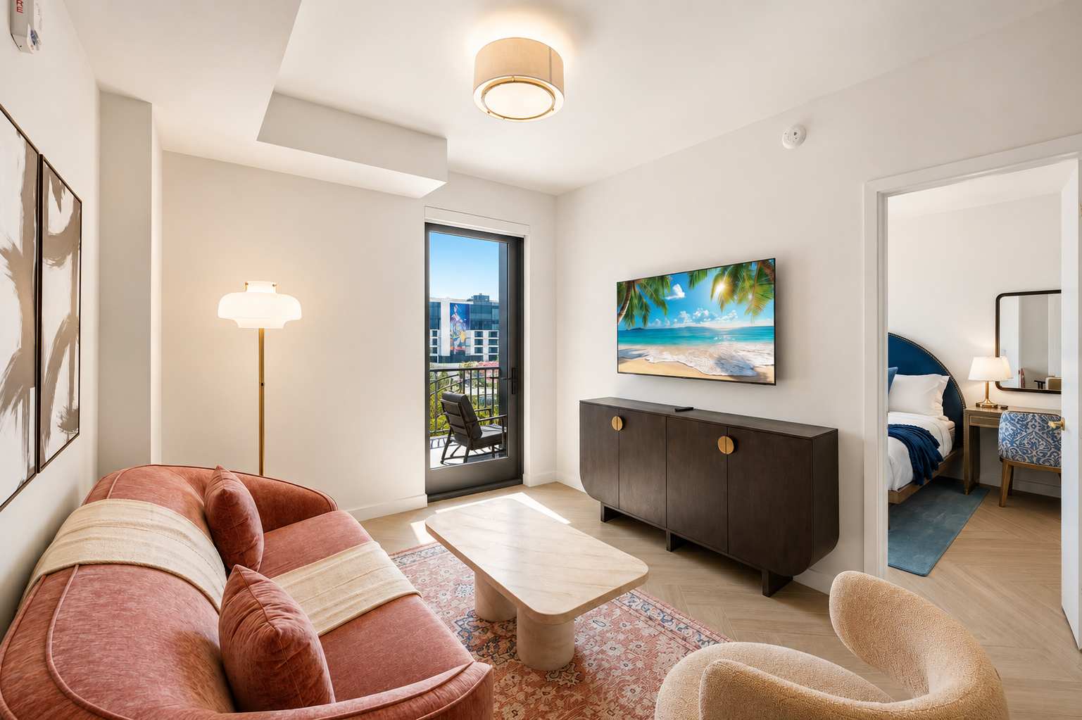 Sun-drenched modern living area with an inviting layout.