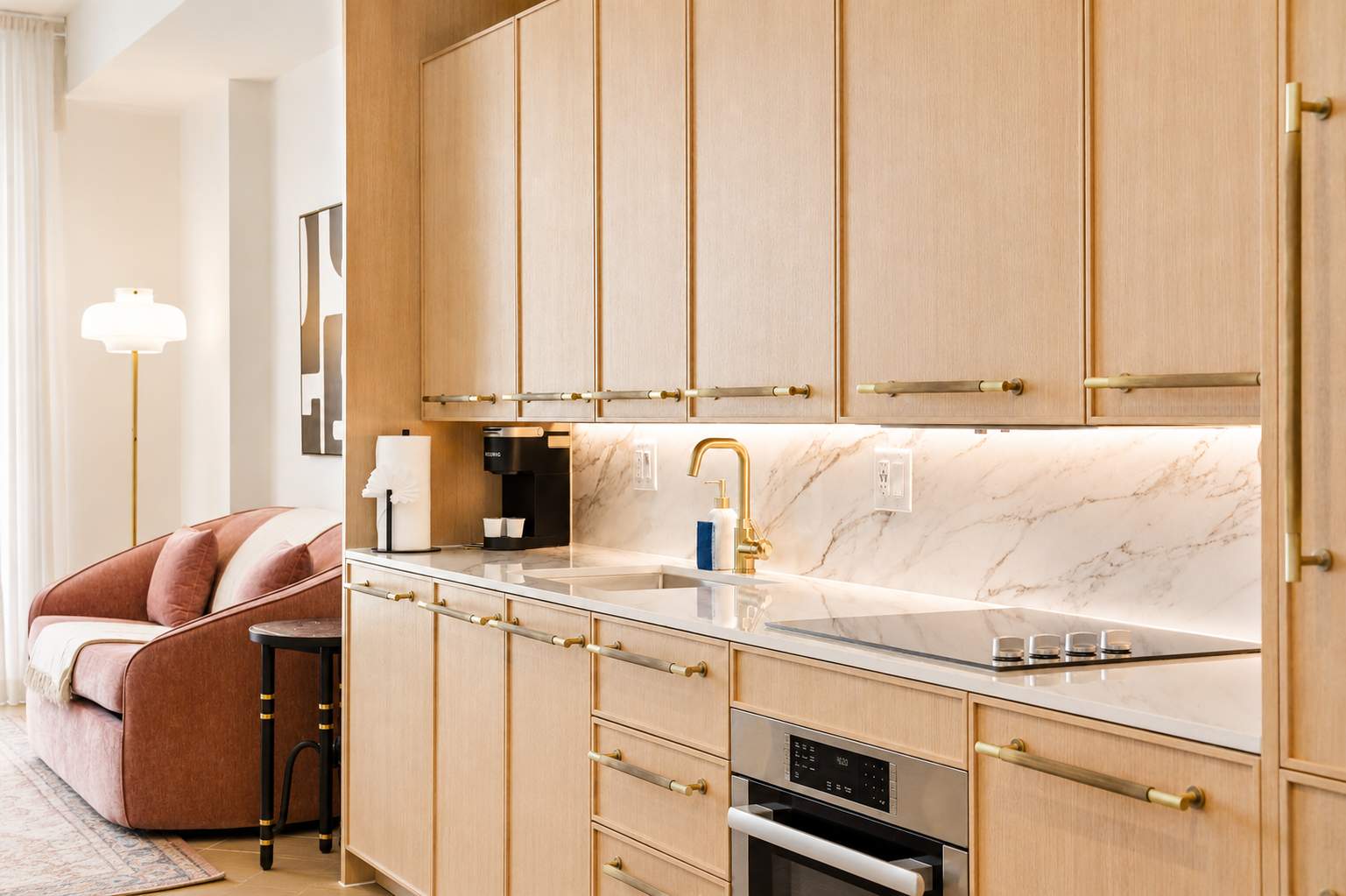 Streamlined minimalist cabinetry with premium finishes.